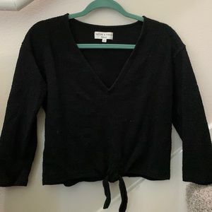 Madewell Texture & Thread Cropped boxy sweater, Size Small, Black